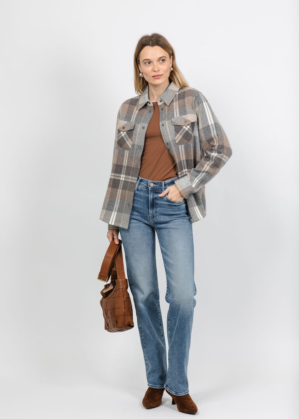 Repeat Plaid Overshirt Jacket in Multi Check available at Barbara Katz