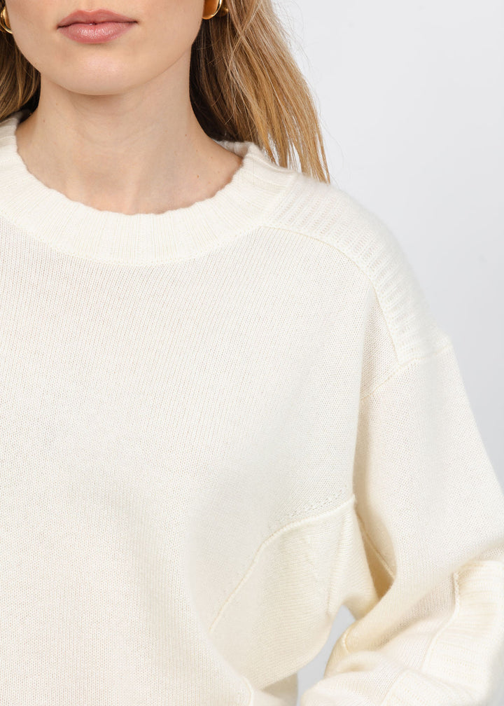 Repeat Pleated Batwing Sleeve Pullover Sweater in Cream available at Barbara Katz