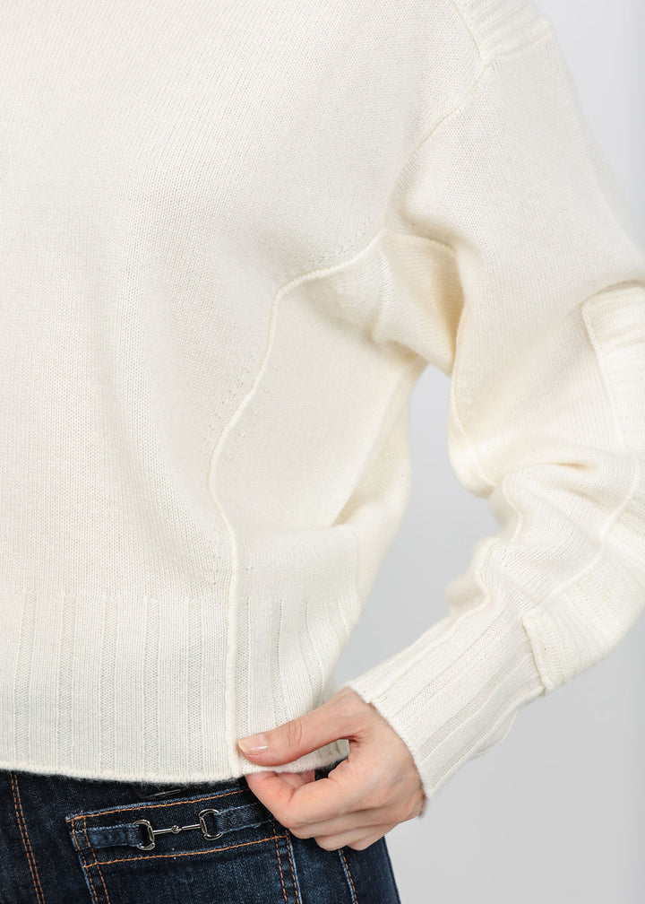 Repeat Pleated Batwing Sleeve Pullover Sweater in Cream available at Barbara Katz