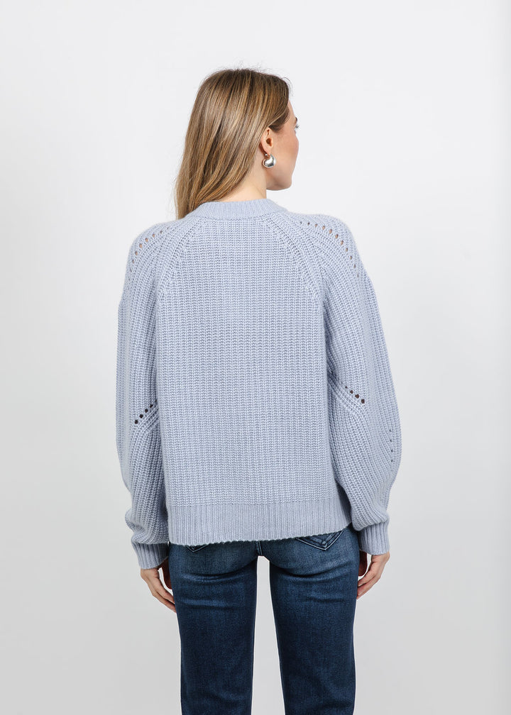 Repeat Pointelle Sleeve Detail Cardigan in Dust available at Barbara Katz