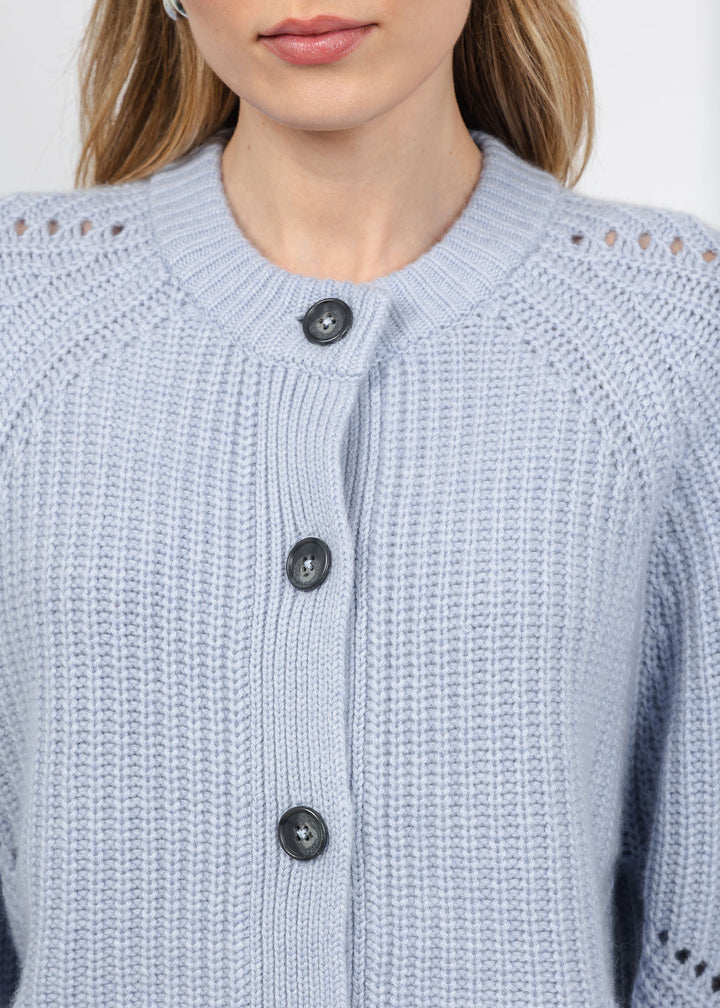 Repeat Pointelle Sleeve Detail Cardigan in Dust available at Barbara Katz