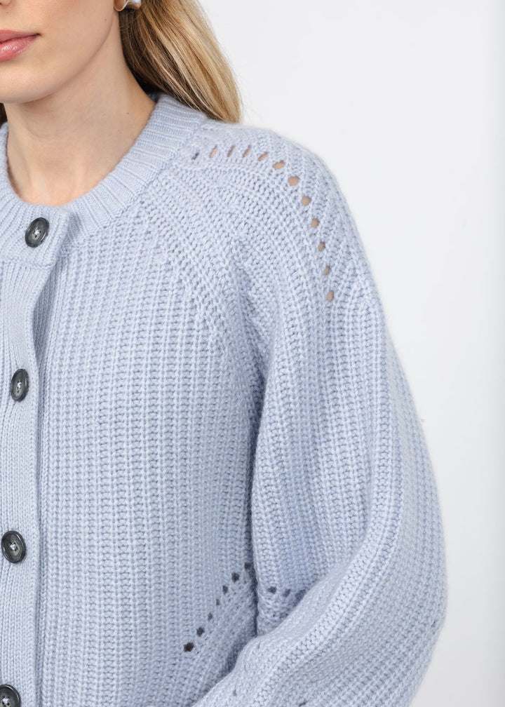Repeat Pointelle Sleeve Detail Cardigan in Dust available at Barbara Katz
