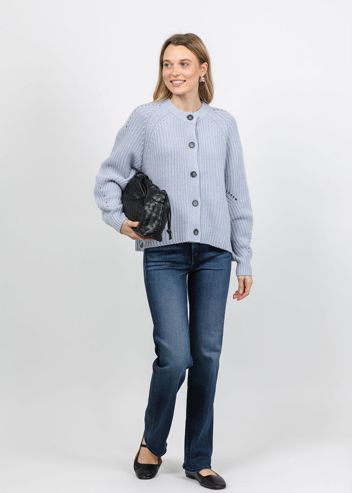 Repeat Pointelle Sleeve Detail Cardigan in Dust available at Barbara Katz
