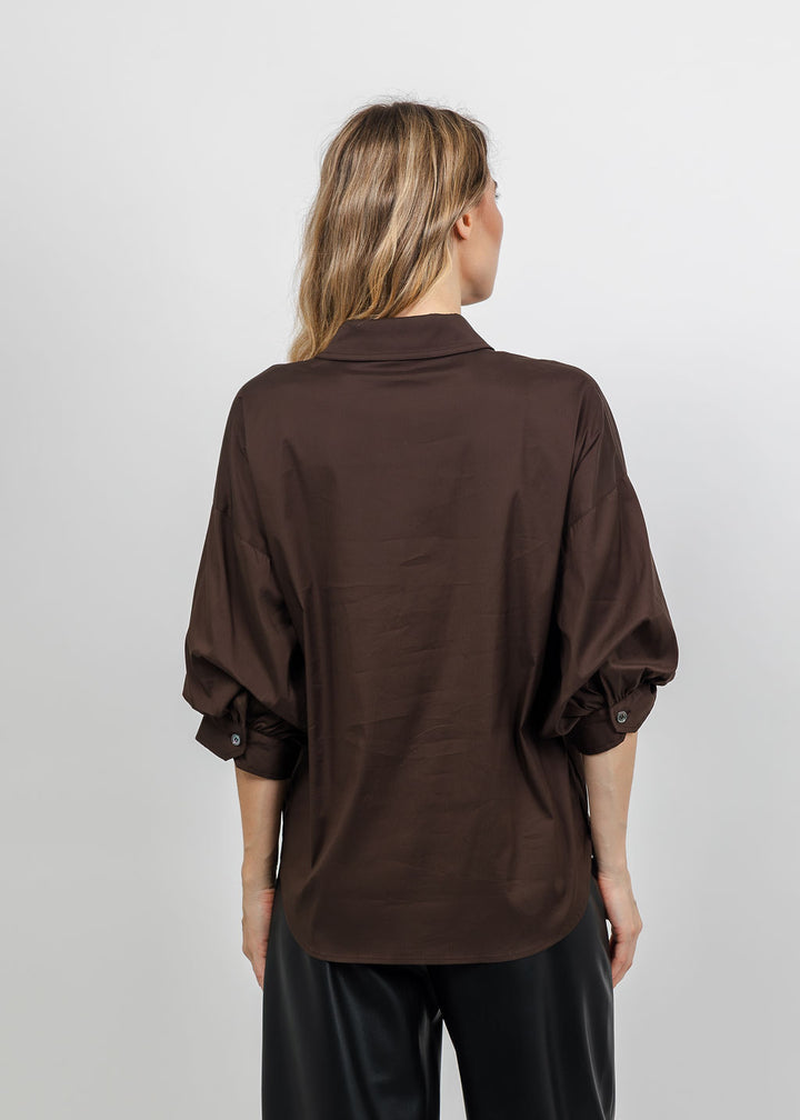 Repeat Puff Sleeve Blouse in Cocoa available at Barbara Katz