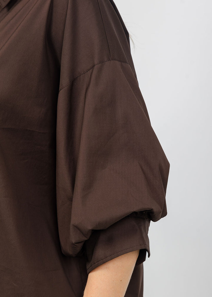 Repeat Puff Sleeve Blouse in Cocoa available at Barbara Katz