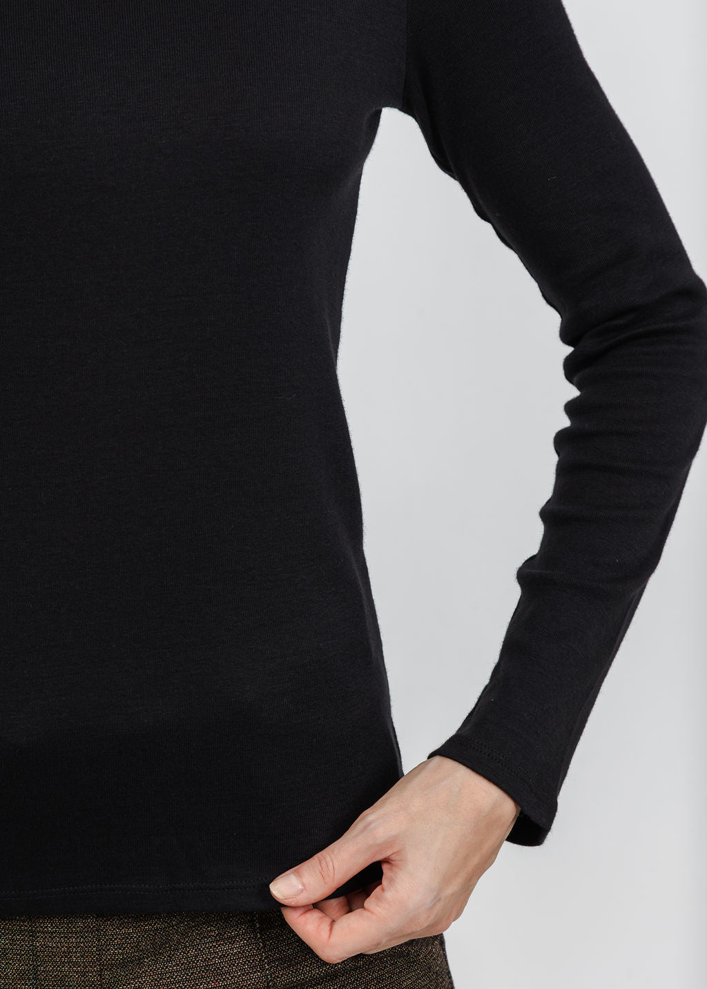 Repeat Ribbed Long Sleeve Top in Black available at Barbara Katz