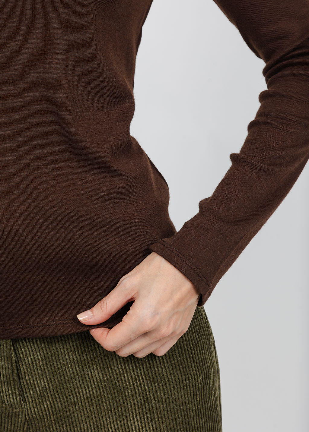 Repeat Ribbed Long Sleeve Top in Chocolate available at Barbara Katz