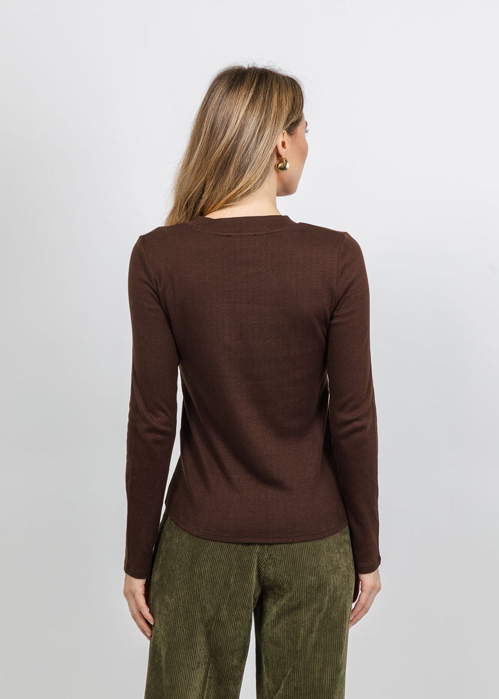 Repeat Ribbed Long Sleeve Top in Chocolate available at Barbara Katz