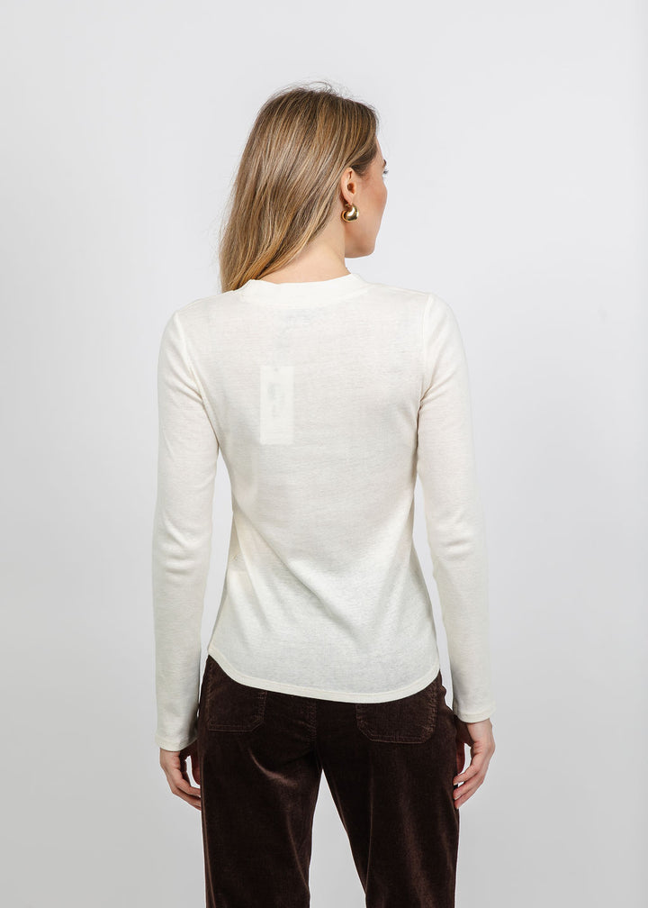 Repeat Ribbed Long Sleeve Top in Ivory available at Barbara Katz