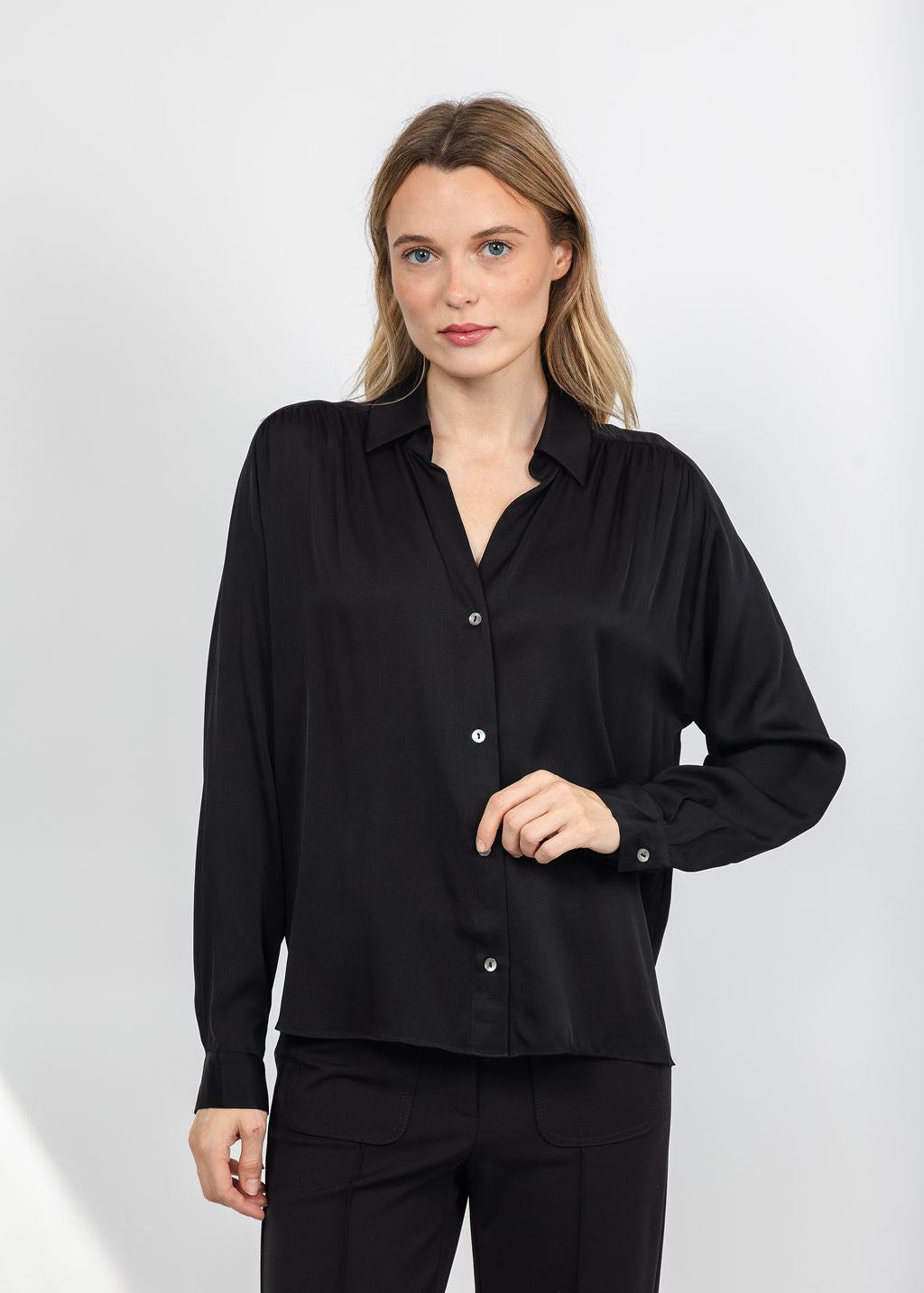 Repeat Silk Blouse - Black available at Barbara Katz