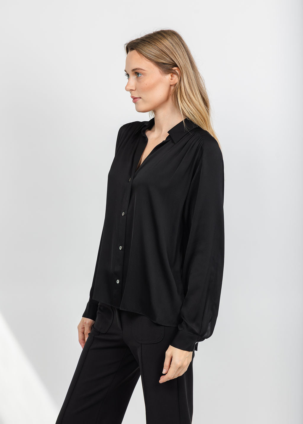 Repeat Silk Blouse - Black available at Barbara Katz