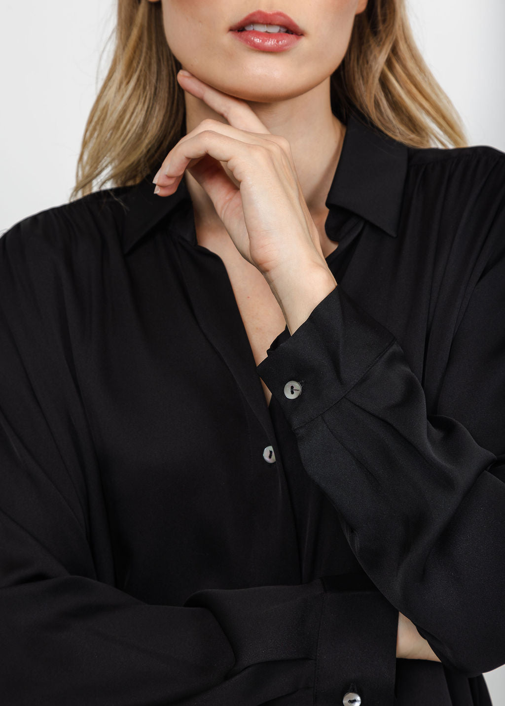 Repeat Silk Blouse - Black available at Barbara Katz