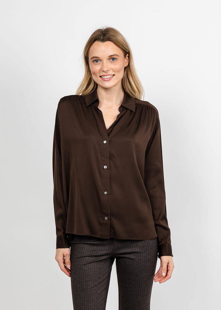Repeat Silk Blouse - Cocoa available at Barbara Katz
