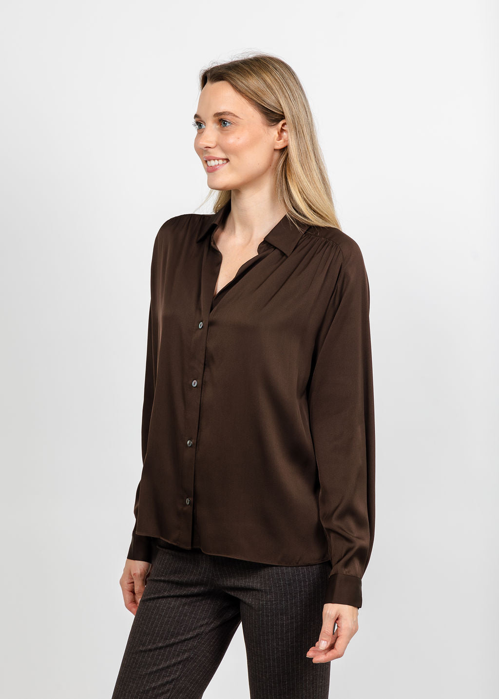 Repeat Silk Blouse - Cocoa available at Barbara Katz