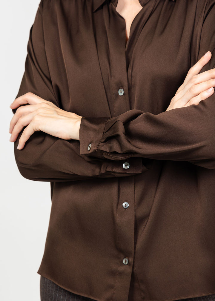 Repeat Silk Blouse - Cocoa available at Barbara Katz