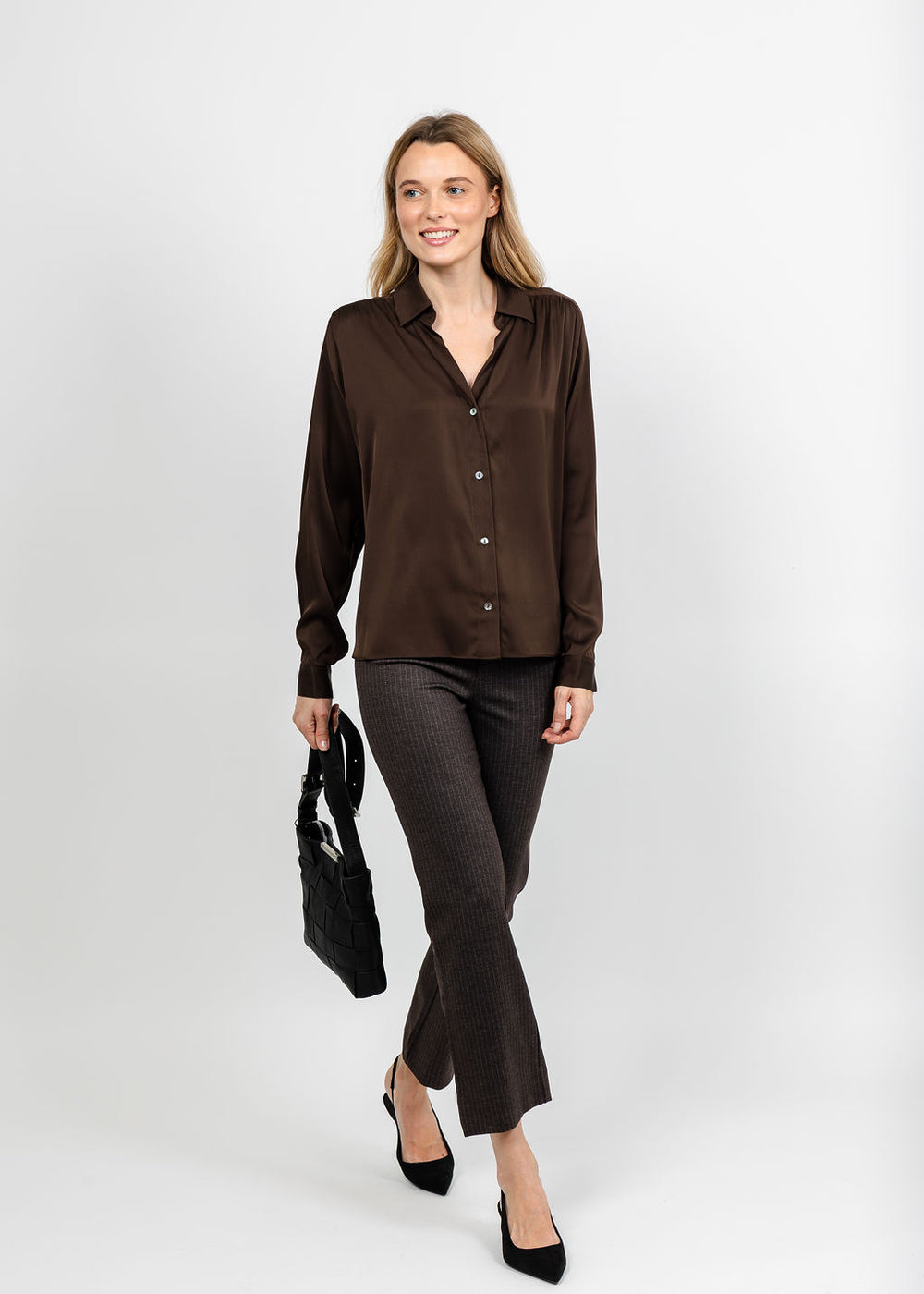 Repeat Silk Blouse - Cocoa available at Barbara Katz