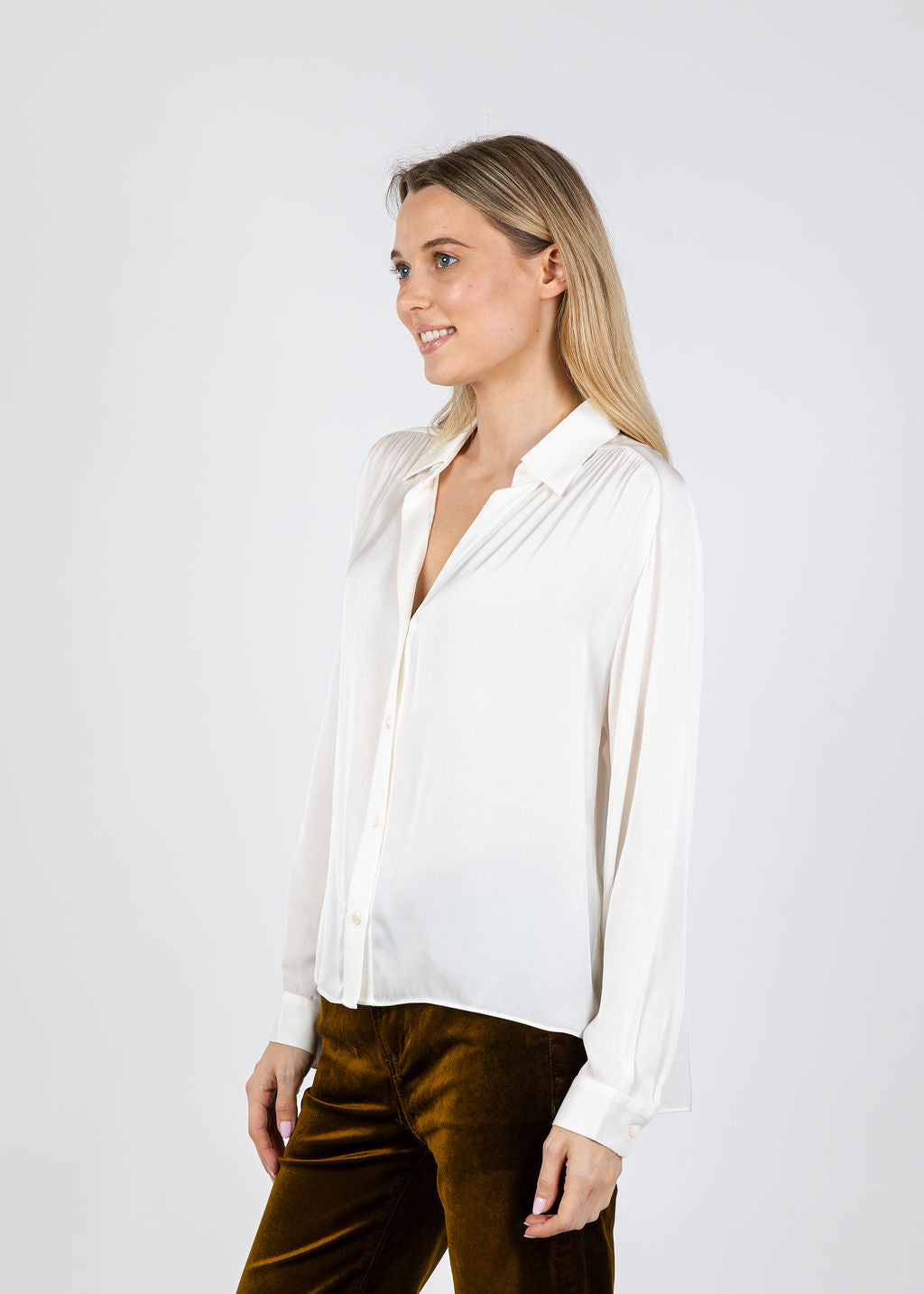 Repeat Silk Blouse in Cream available at Barbara Katz