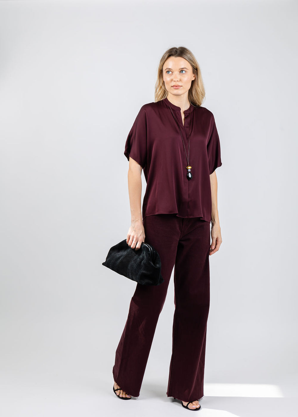 Repeat Silk Blouse in Merlot available at Barbara Katz
