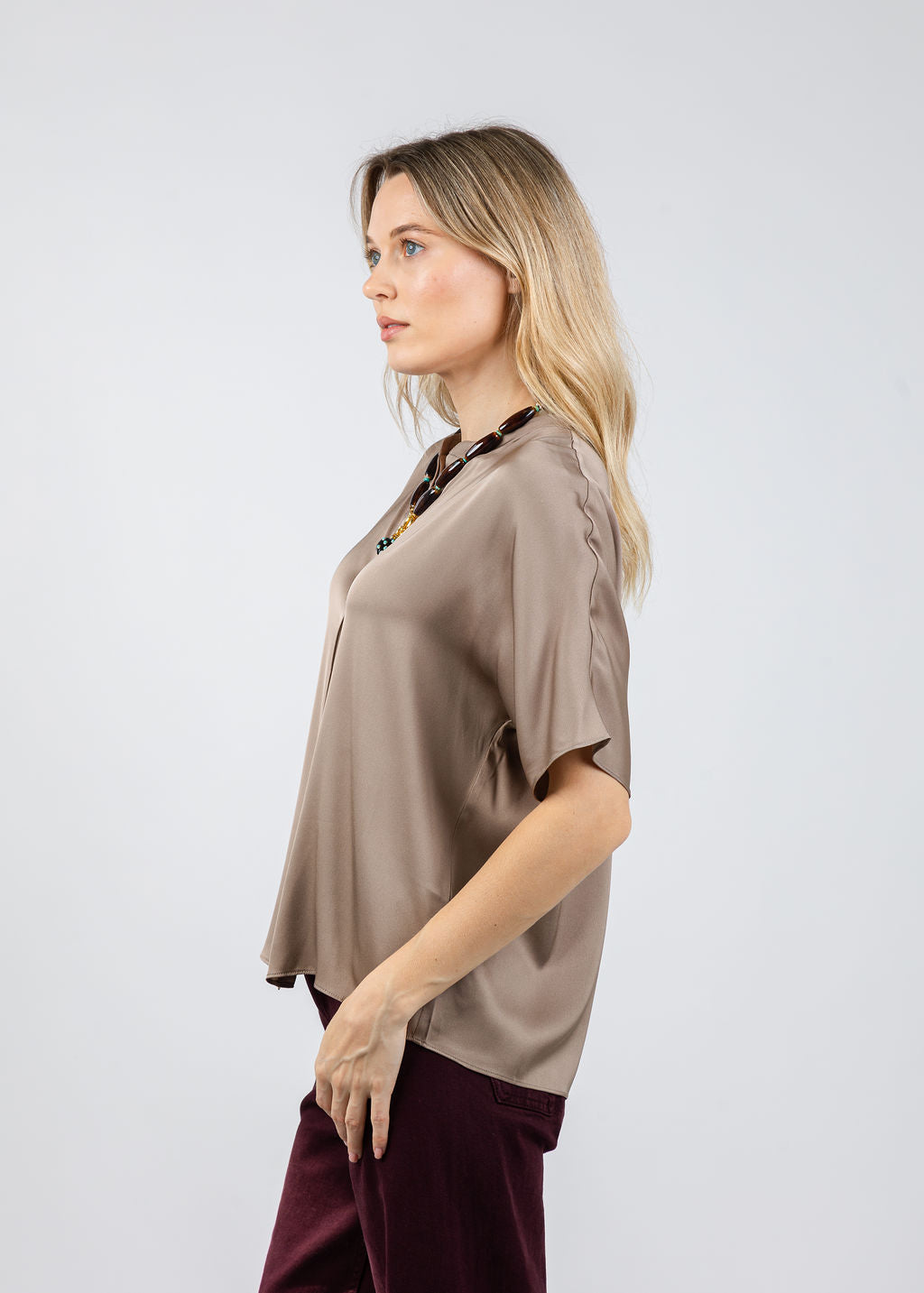 Repeat Silk Blouse in Sand available at Barbara Katz