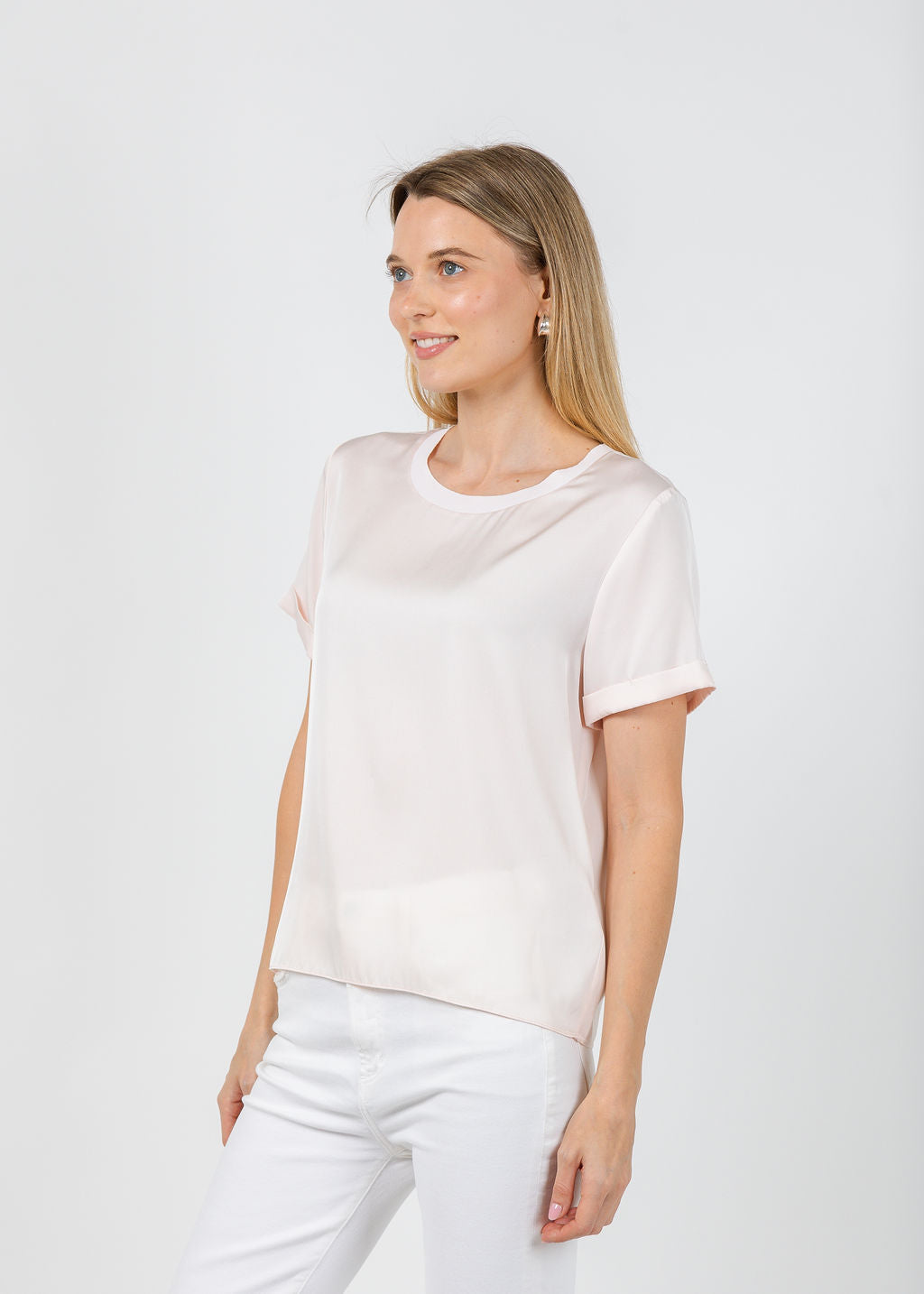 Repeat Silk Short Sleeve Tee in Gloss available at Barbara Katz