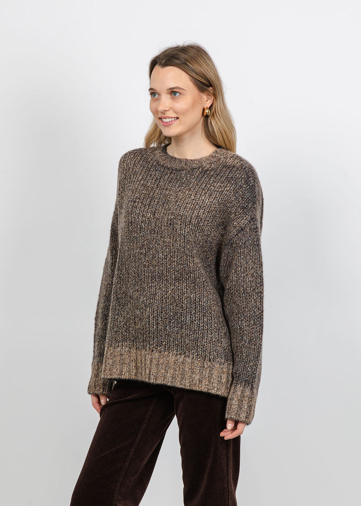 Repeat Slouchy Mixed Pullover Sweater in Chital available at Barbara Katz