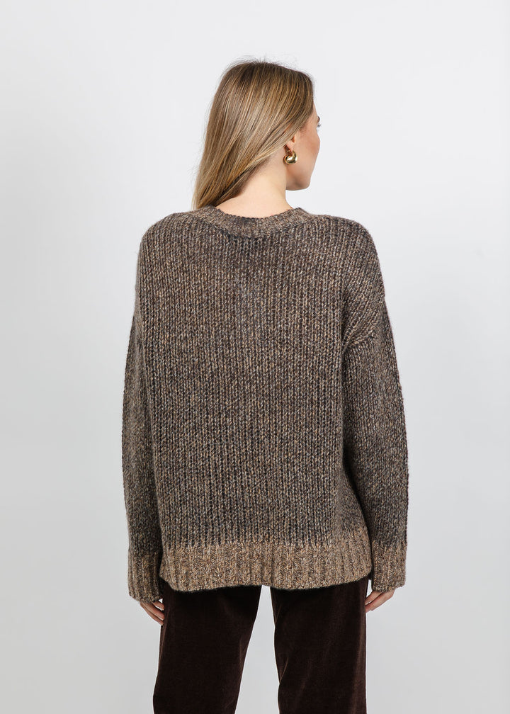 Repeat Slouchy Mixed Pullover Sweater in Chital available at Barbara Katz