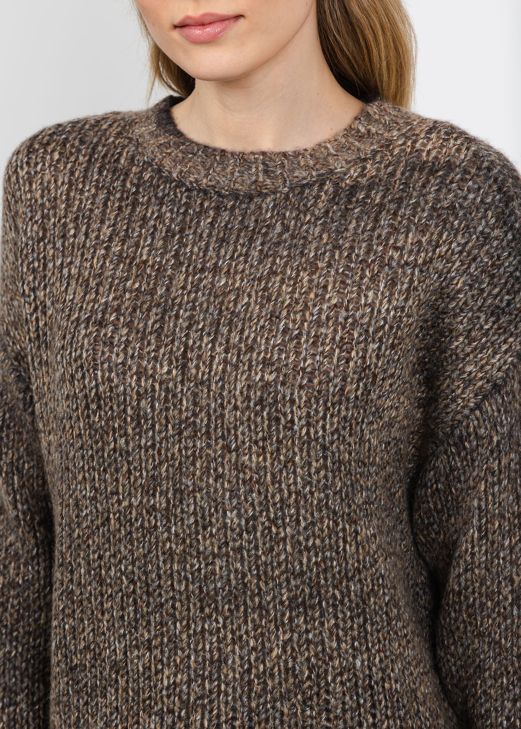 Repeat Slouchy Mixed Pullover Sweater in Chital available at Barbara Katz