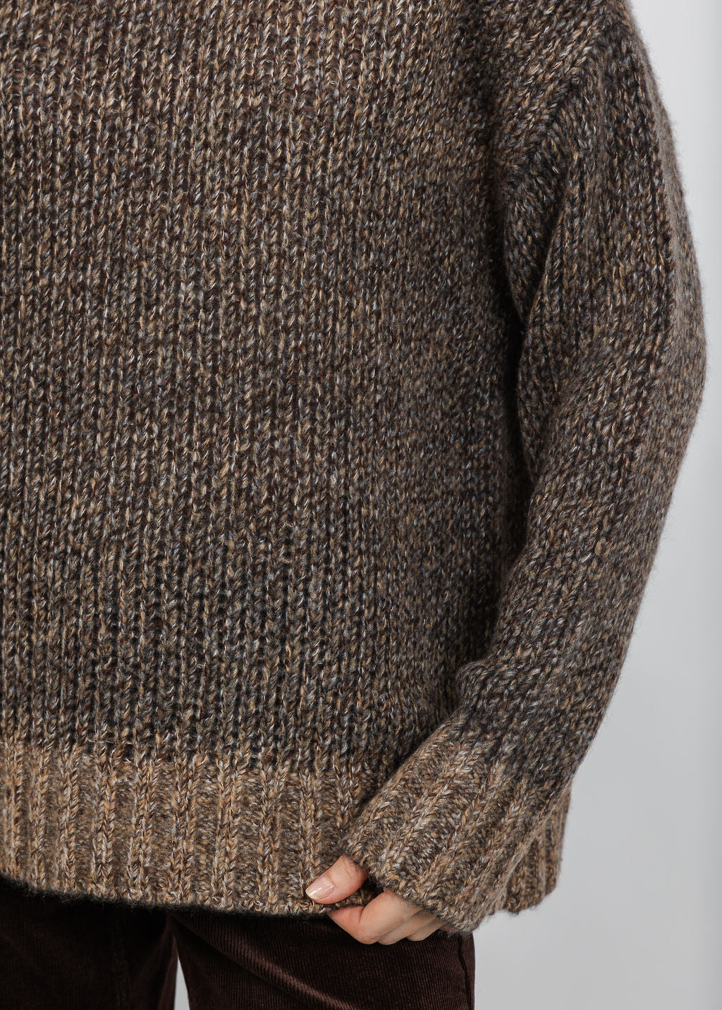 Repeat Slouchy Mixed Pullover Sweater in Chital available at Barbara Katz