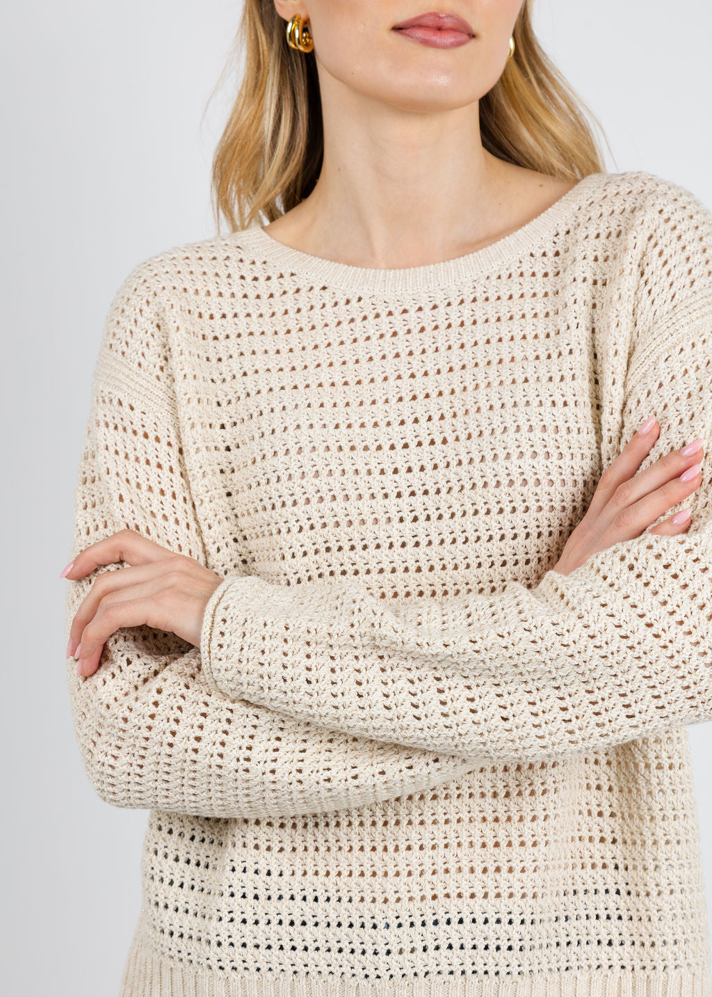 Repeat Sparkle Knit Sweater in Ivory available at Barbara Katz