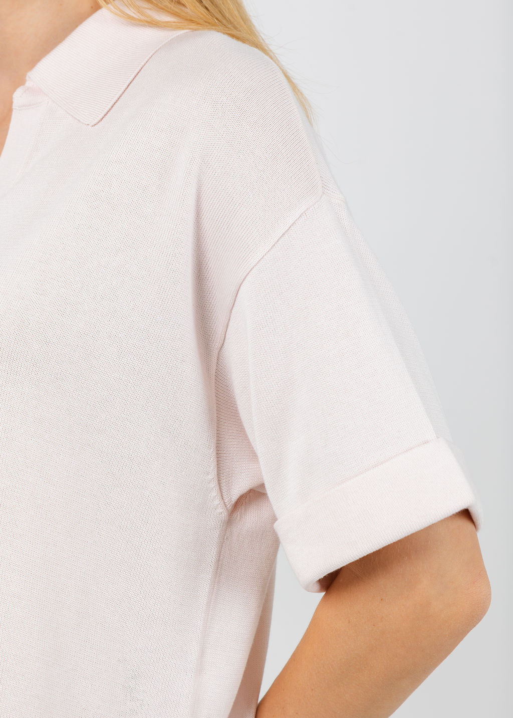 Repeat Split Neck Polo in Gloss available at Barbara Katz