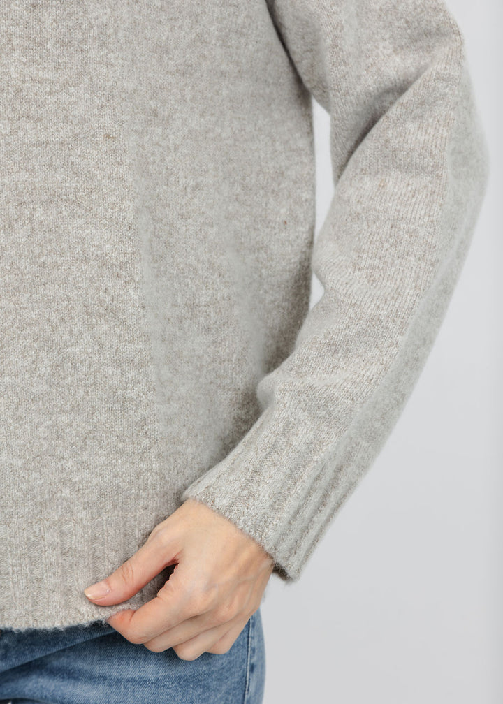 Repeat Split Stand Collar Slouchy Pullover Sweater in Hazel available at Barbara Katz