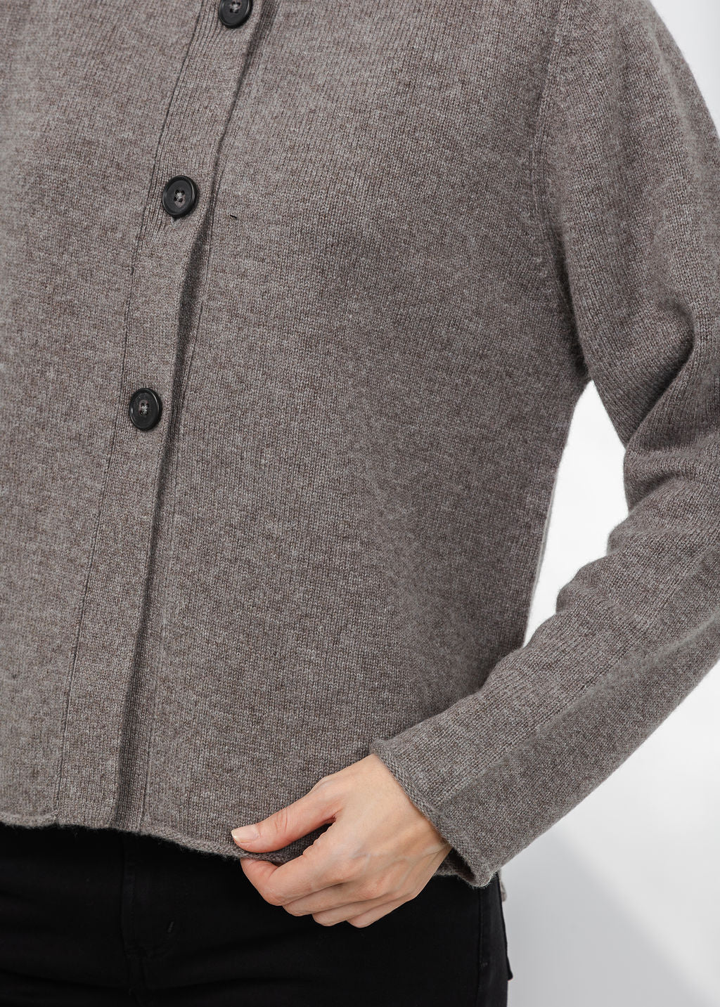 Repeat Stand Collar Long Cardigan in Concrete available at Barbara Katz