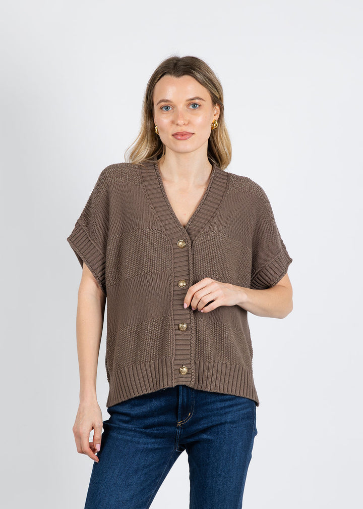 Repeat Textured Metallic Cardigan in Mud available at Barbara Katz