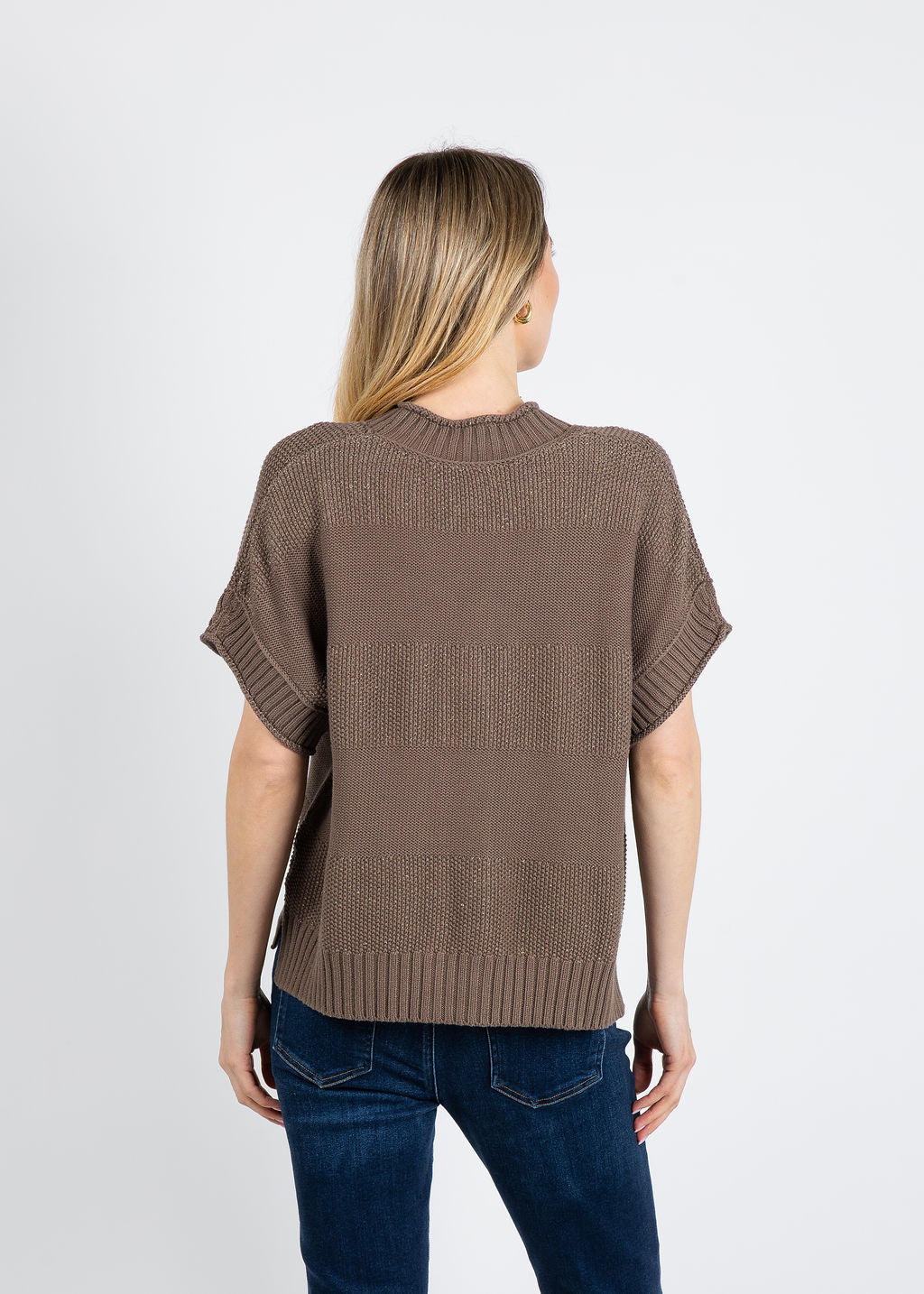 Repeat Textured Metallic Cardigan in Mud available at Barbara Katz