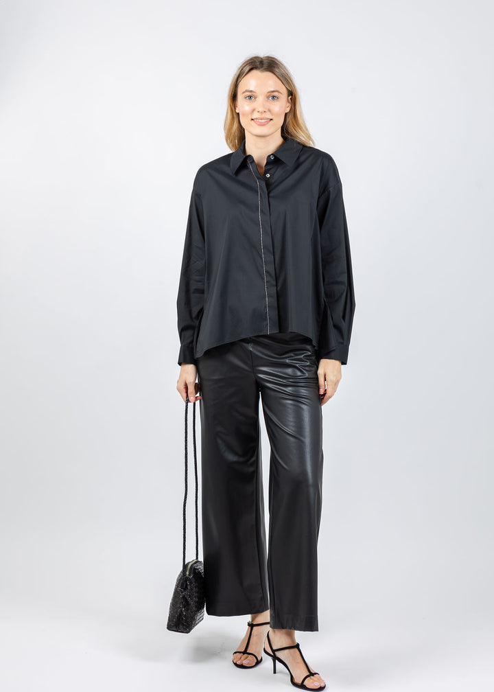 Repeat A-Line Collared Blouse in Black available at Barbara Katz