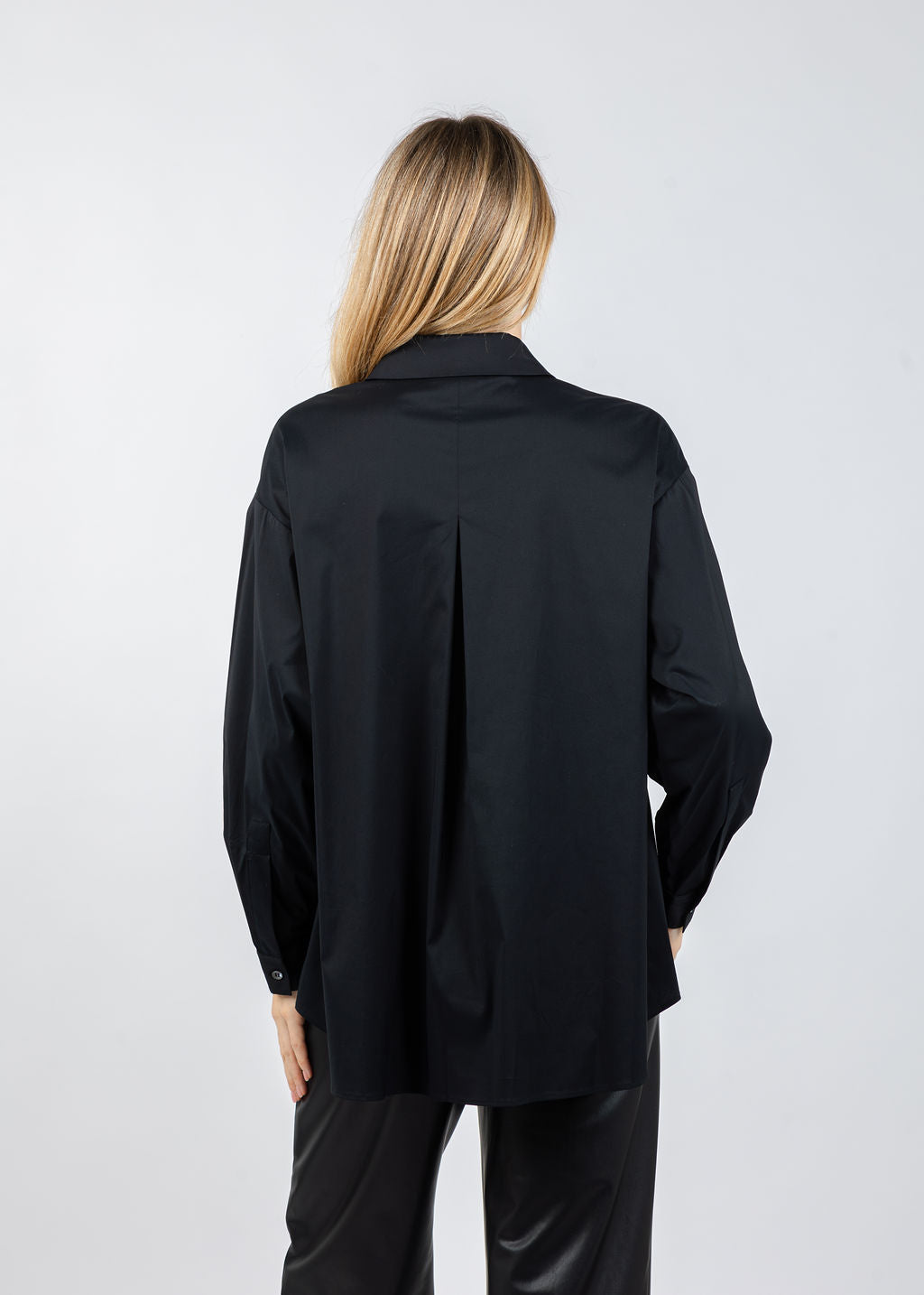 Repeat A-Line Collared Blouse in Black available at Barbara Katz