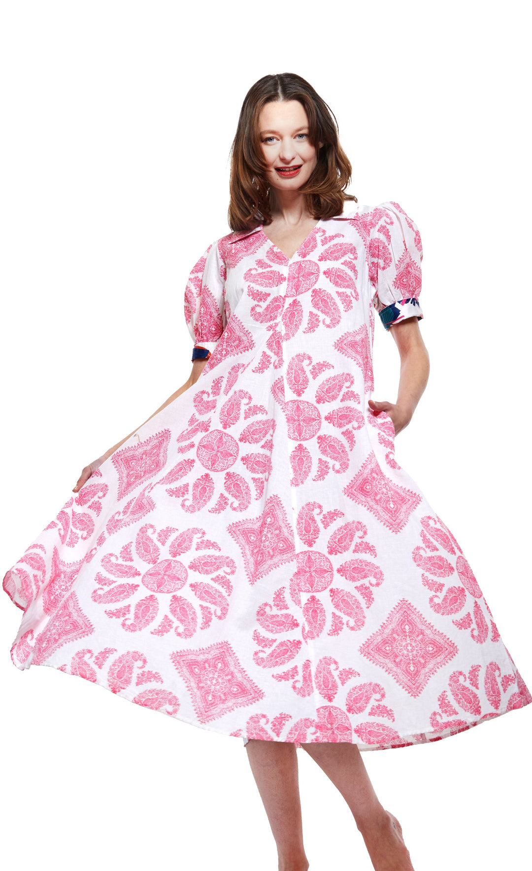pink and white paisley dress Buy Sosandar Pink Paisley Print Pom Pom Trim Crinkle Dress from Next USA