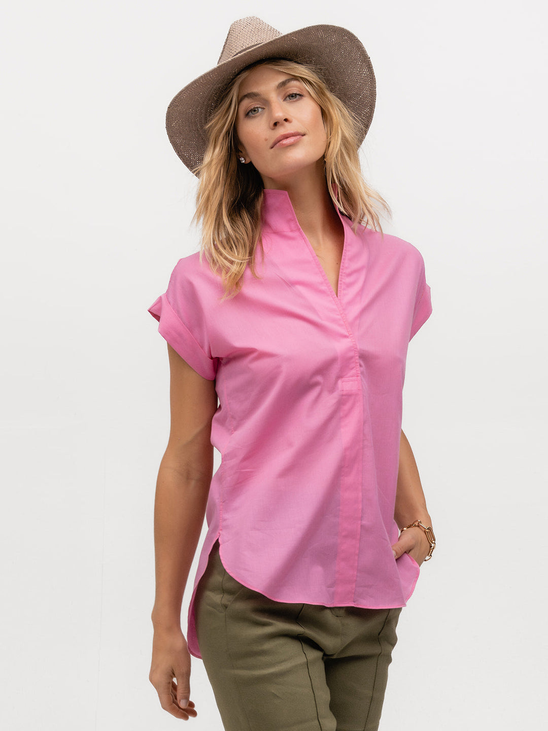 Sarah Alexandra Pink Sapphire Cap Sleeve Shirt