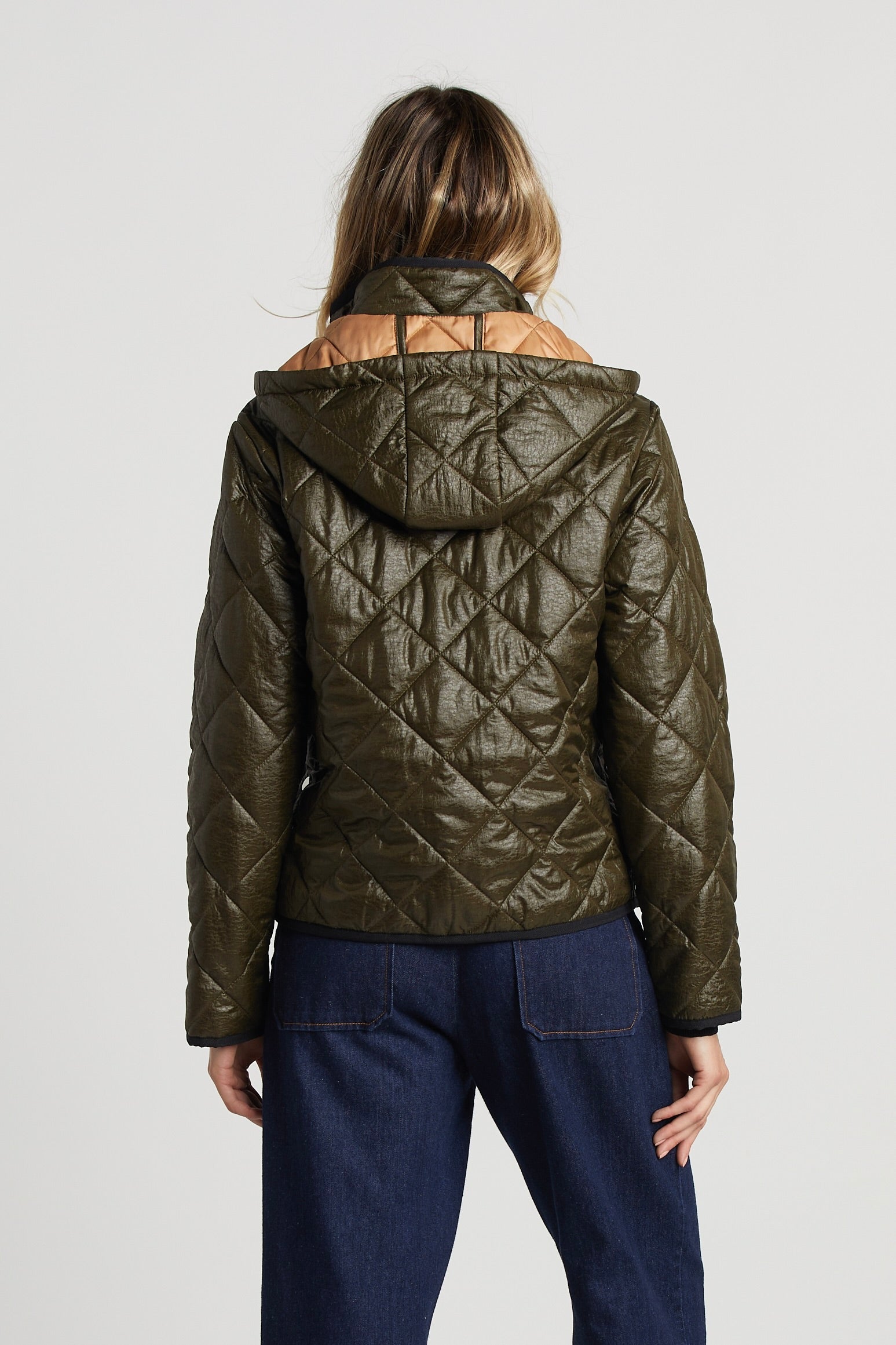Adroit Atelier Shelby Short Quilted Hooded Jacket - Army Green