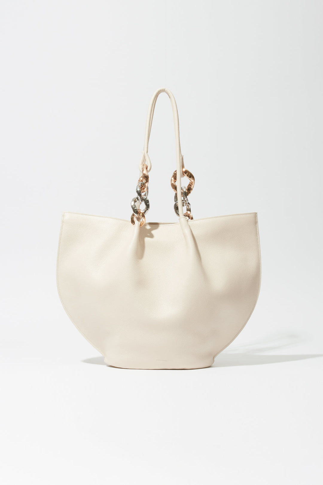 Simkhai Arlo Chain Pebble Leather Tote Bag in Cream available at Barbara Katz