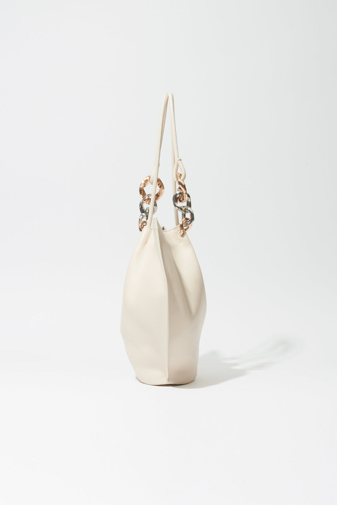 Simkhai Arlo Chain Pebble Leather Tote Bag in Cream available at Barbara Katz