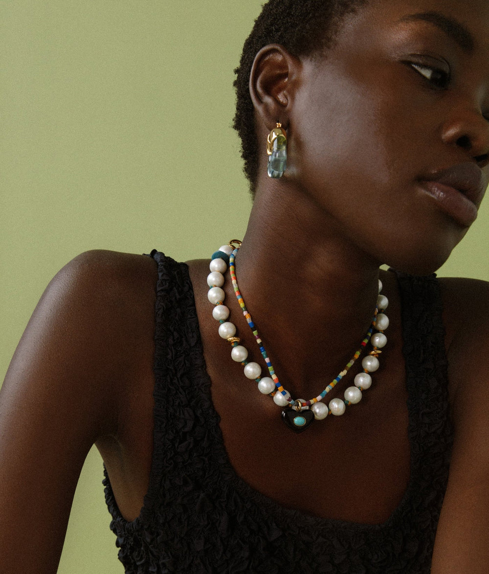 Lizzie Fortunato Organic Hoops in Aqua