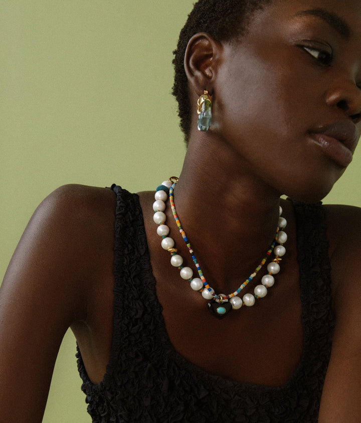 Lizzie Fortunato Organic Hoops in Aqua