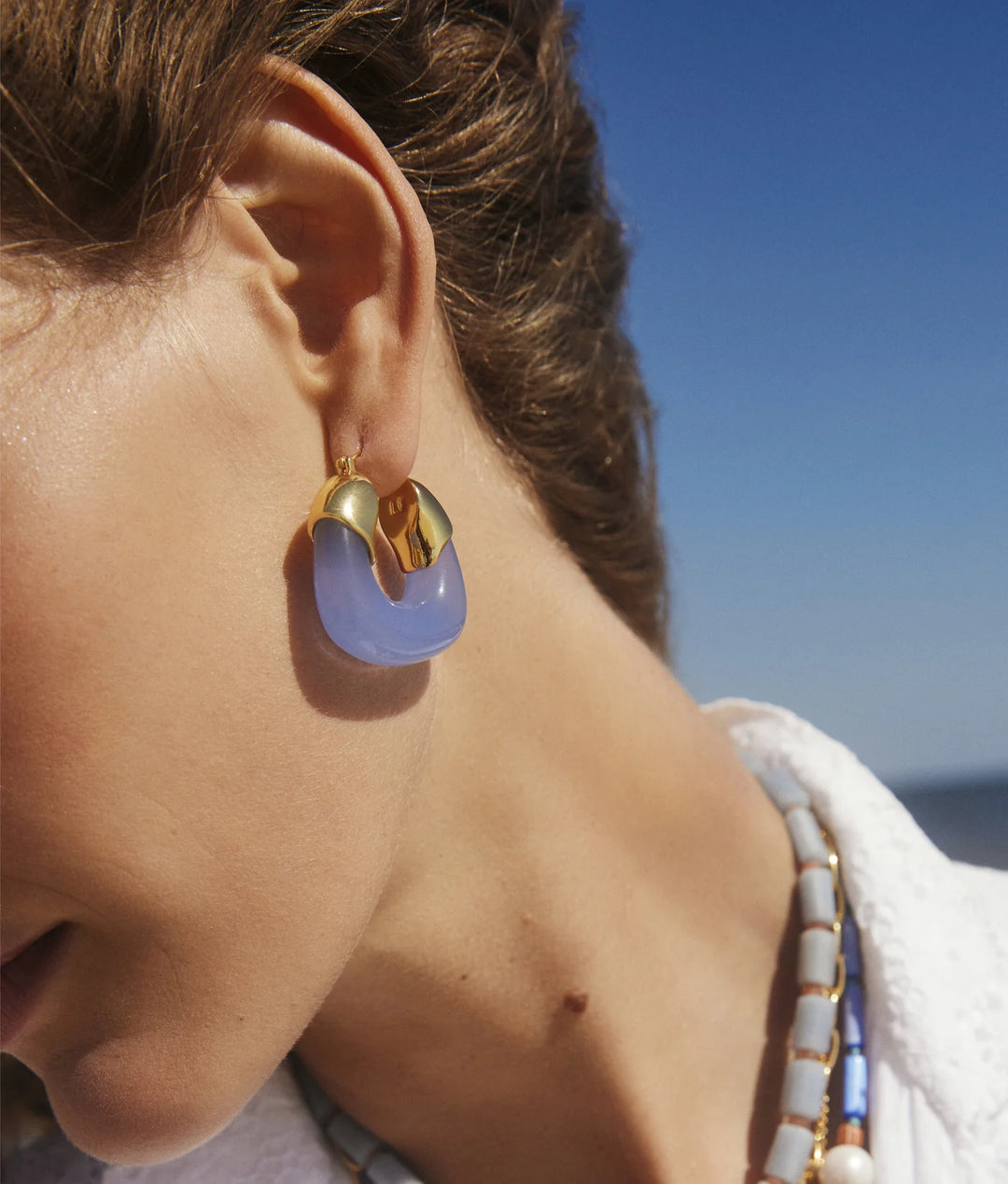 Lizzie Fortunato Organic Hoops in Periwinkle available at Barbara Katz