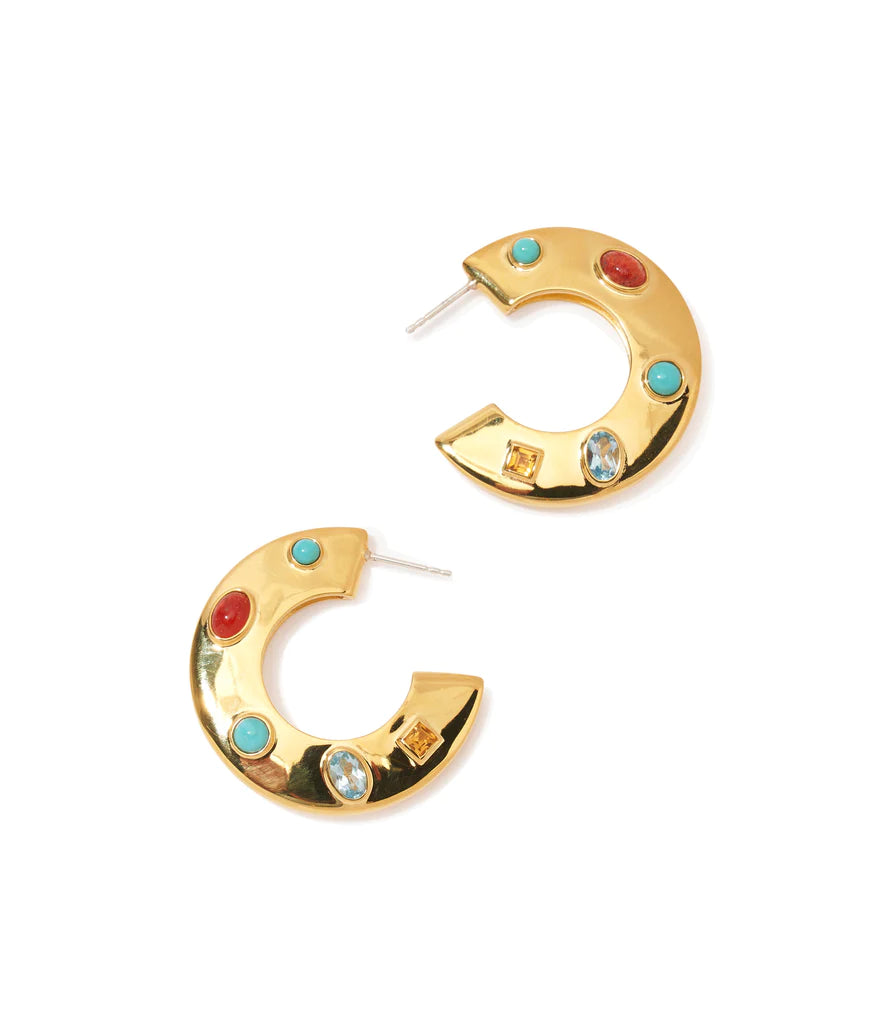 Lizzie Fortunato Saucer Hoops in Dotted Stone