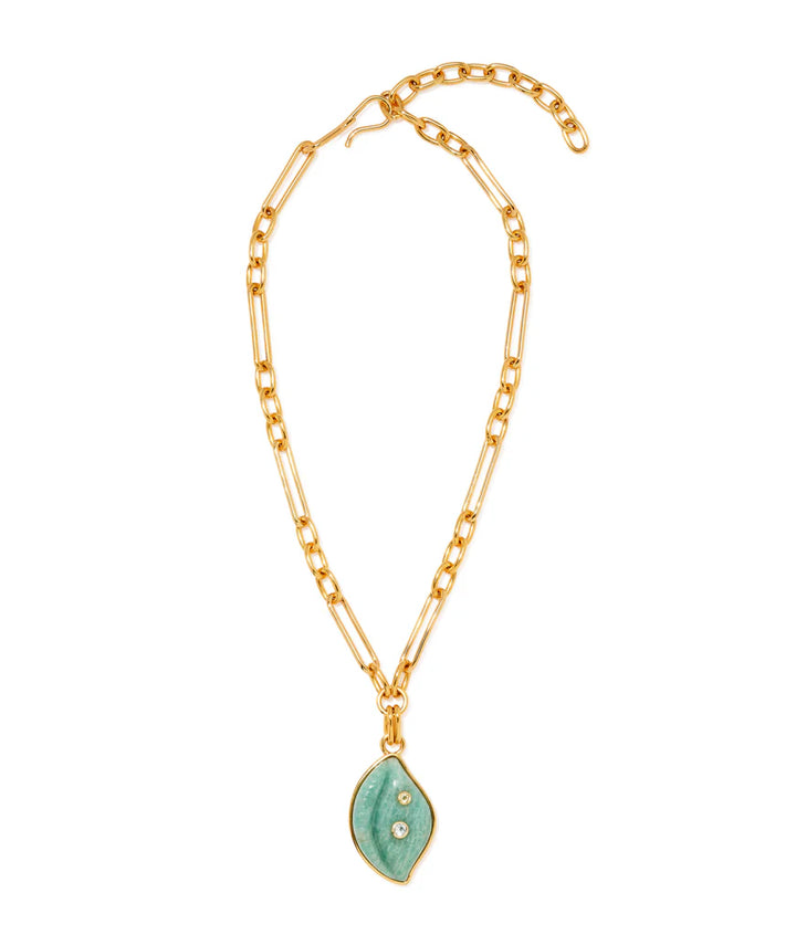 Lizzie Fortunato Cowrie Shell Necklace in Amazonite - Gold