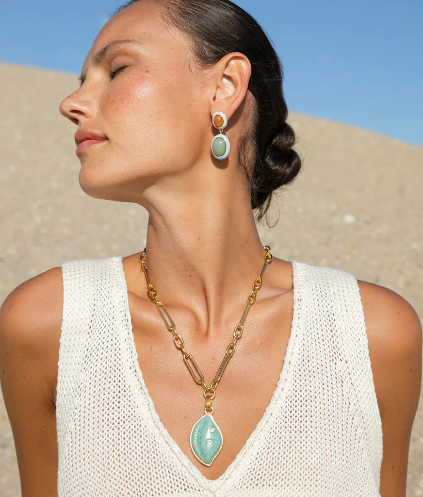 Lizzie Fortunato Cowrie Shell Necklace in Amazonite - Gold
