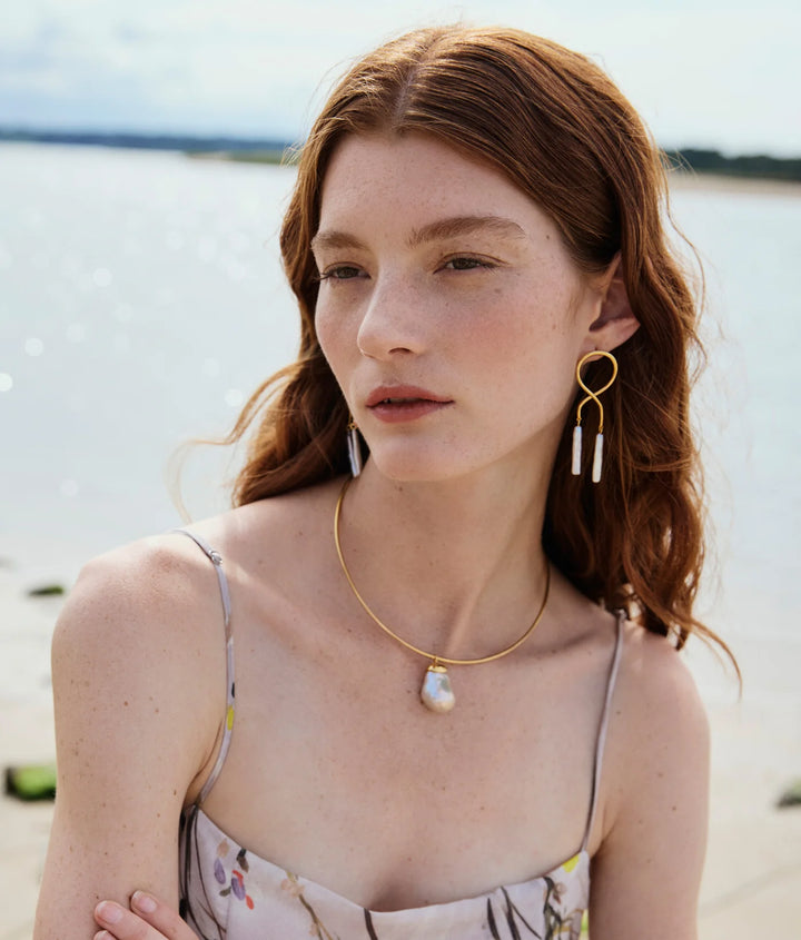 Lizzie Fortunato Etienne Earrings in Stick Pearl available at Barbara Katz