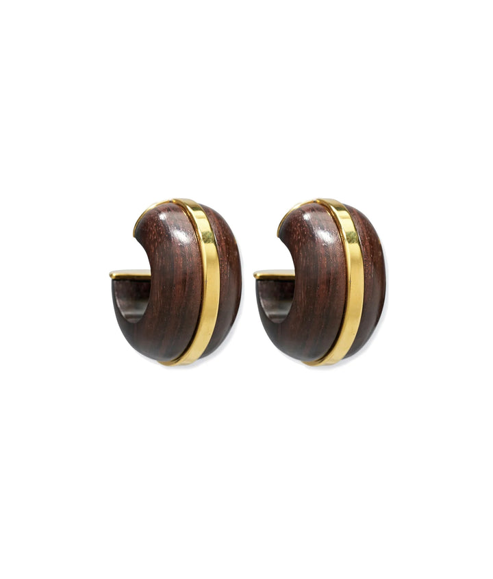 Lizzie Fortunato Halo Hoop Earrings in Acacia Wood available at Barbara Katz