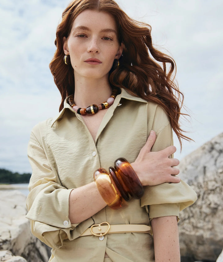 Lizzie Fortunato Halo Hoop Earrings in Acacia Wood available at Barbara Katz